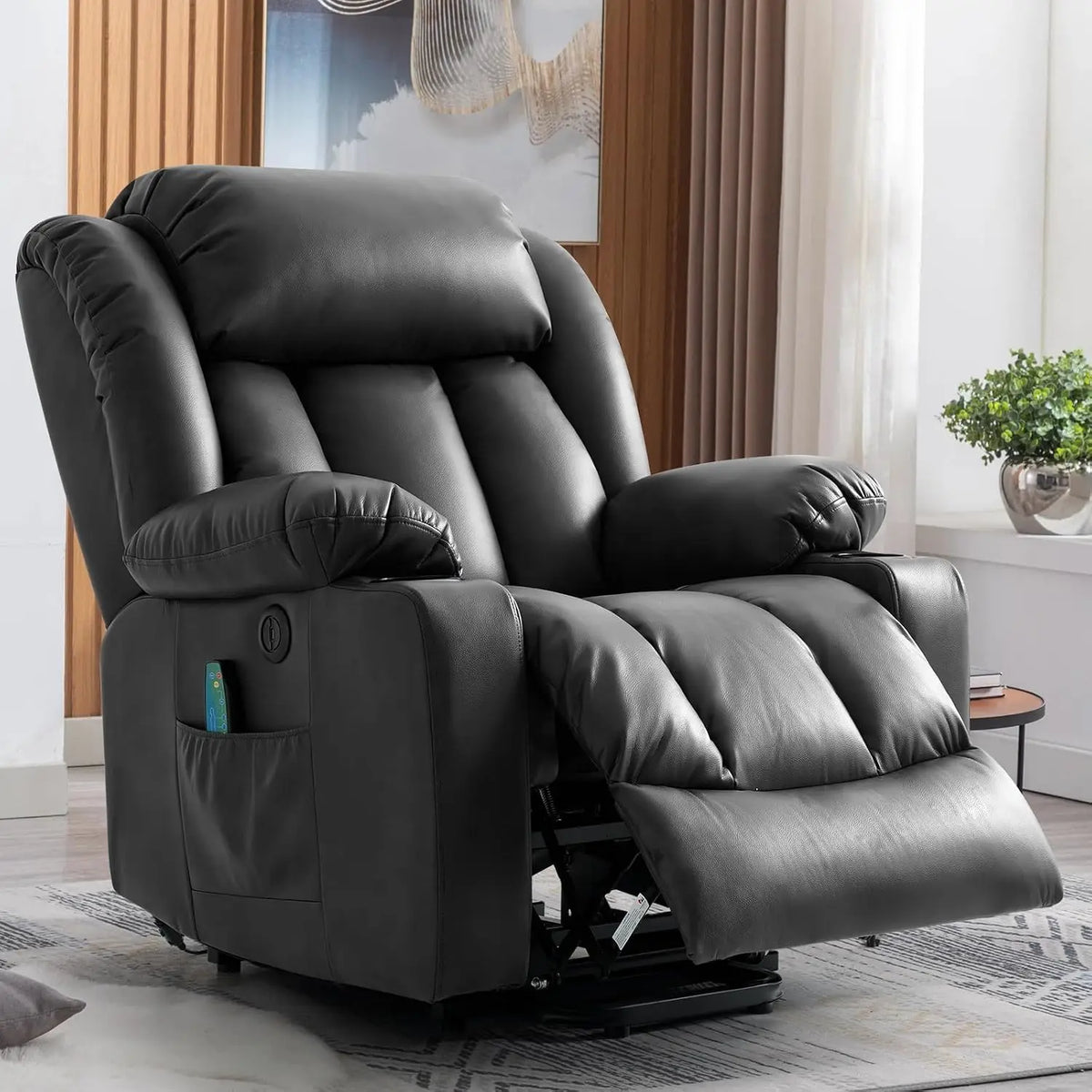 Leather Power Lift Recliner Chair for Elderly Cream Customized Comfortable Living Room Furniture Home Health Care Equipment