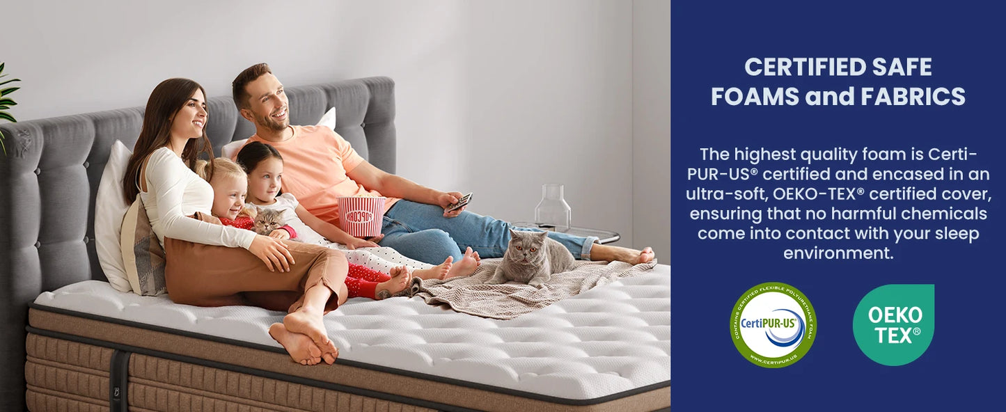 BedStory 12 Inch Full/King Hybrid Gel Memory Foam Mattress, Queen Size Mattress with Breathable Fabric for Comfortable Sleep