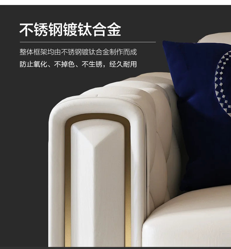 Hong Kong-style light luxury leather s ofa high-end leather sofa villa large apartment corner sofa combination so fa