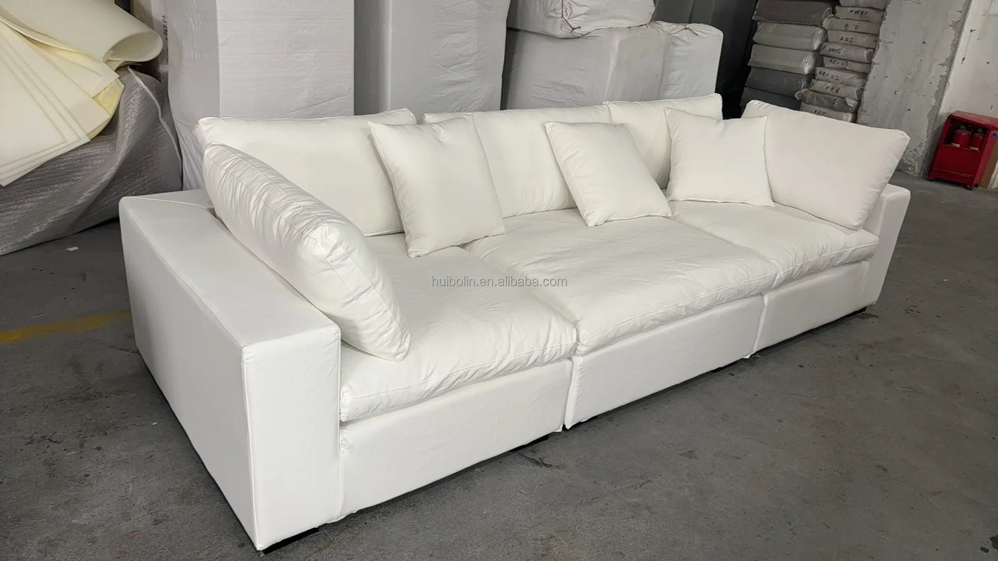 European Luxury Fabric L Shape Corner Sofa Chaise Modular Sectional Living Room Cloud Sofa