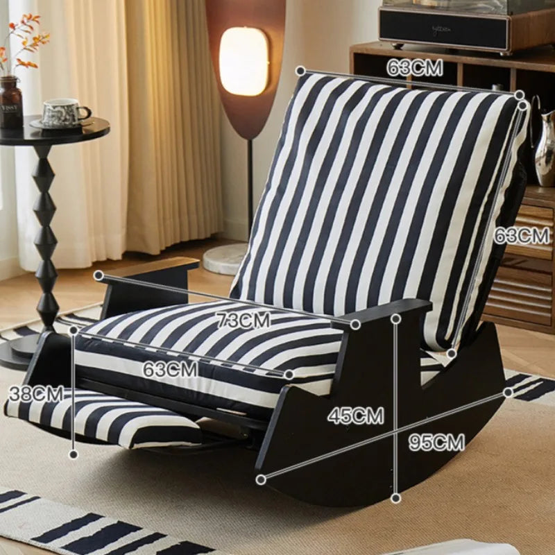 Solid Wood Rocking Chair Living Room Chaise Lounge Nordic Luxury Retro Balcony Single Lazy Sofa Chair Creative Home Decoration