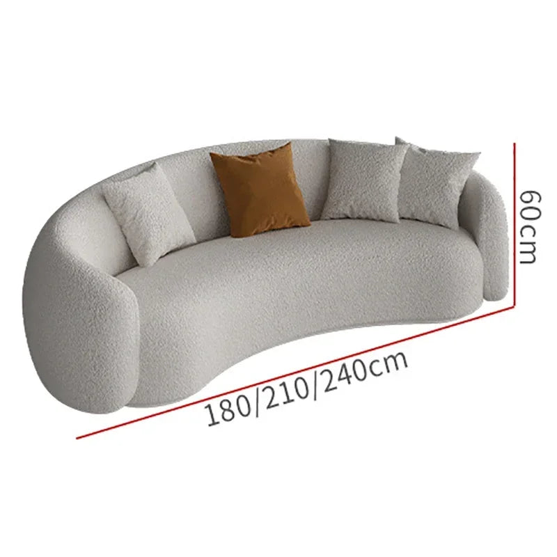 Italian Floor Sofa Living Room Nordic Velvet Minimalist Wooden Lounge Couch Curved Office Fabric Meubels Woonkamer Home Decor