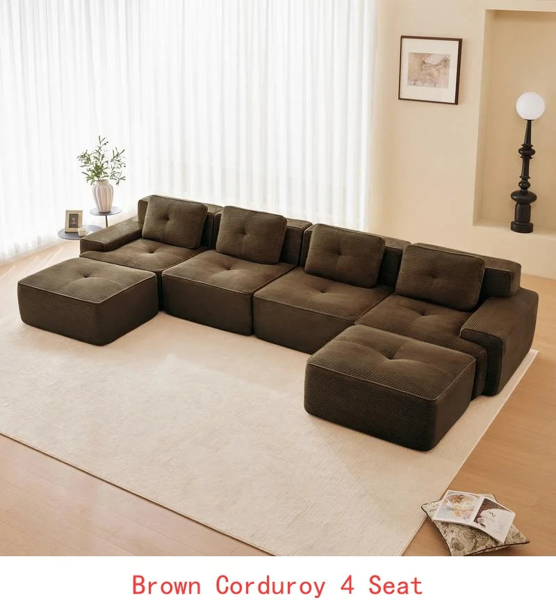 Cloud Modular Sectional Sofa with 2 Storage Ottomans 160.6" Down Filled Comfort U Shaped Sofa Minimalist Wide Deep Seat Couch