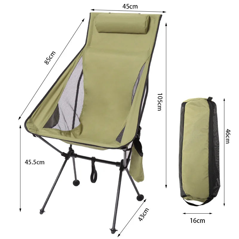 DIVEDEER Portable Folding Camping Chair with Headrest Lightweight Tourist Chairs Aluminum Alloy Fishing Chair Outdoor Furniture