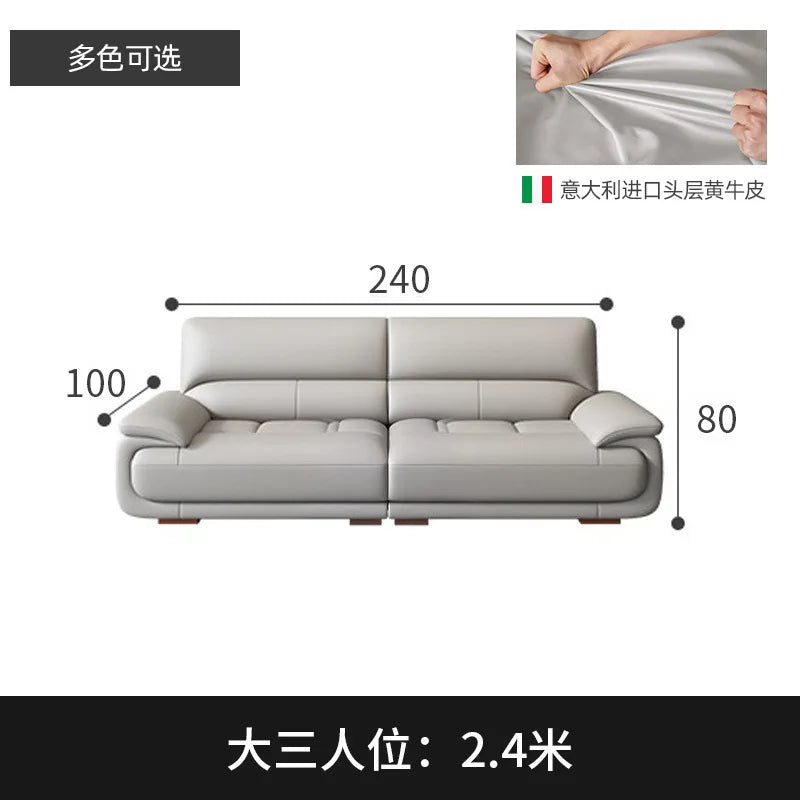 Premium Simple and modern combination imported concubine sofa size apartment living room first layer cowhide leather art sofa