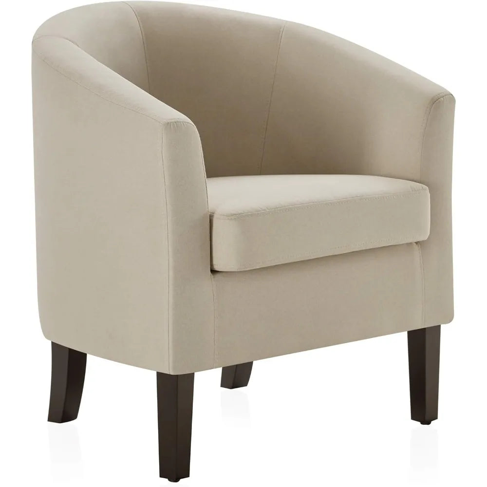 Accent Barrel Chair, Faux Leather Round Club Tub Sofa Corner Chair with Flared Legs and Cozy Soft Padding for Living Roo