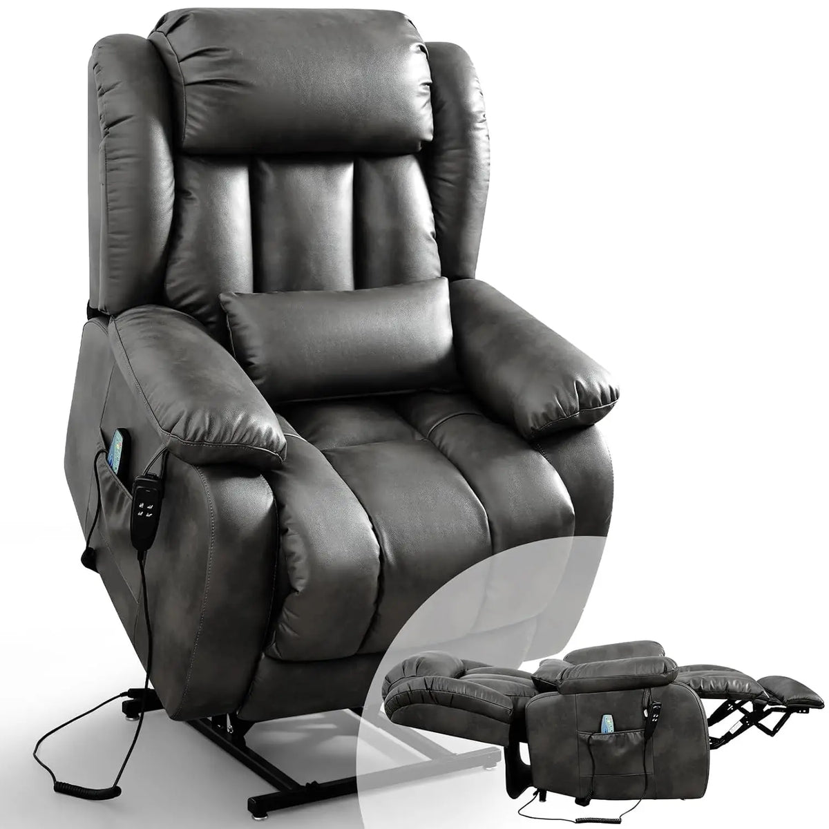 Infinite Position Lay Flat Power Lift Recliner Chair for Elderly, Brown, Customized