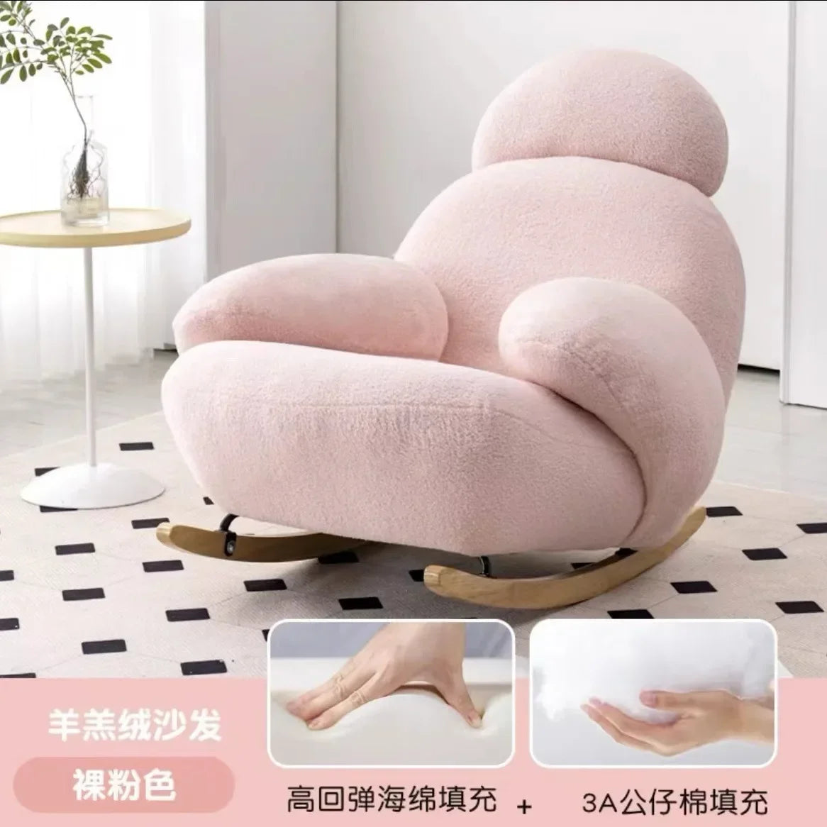 High quality Rocking Chair Sofa Creative Couch Wood Furniture Recliner Indoor Egg Chair Living Sofa Chair Armchair Step Stool