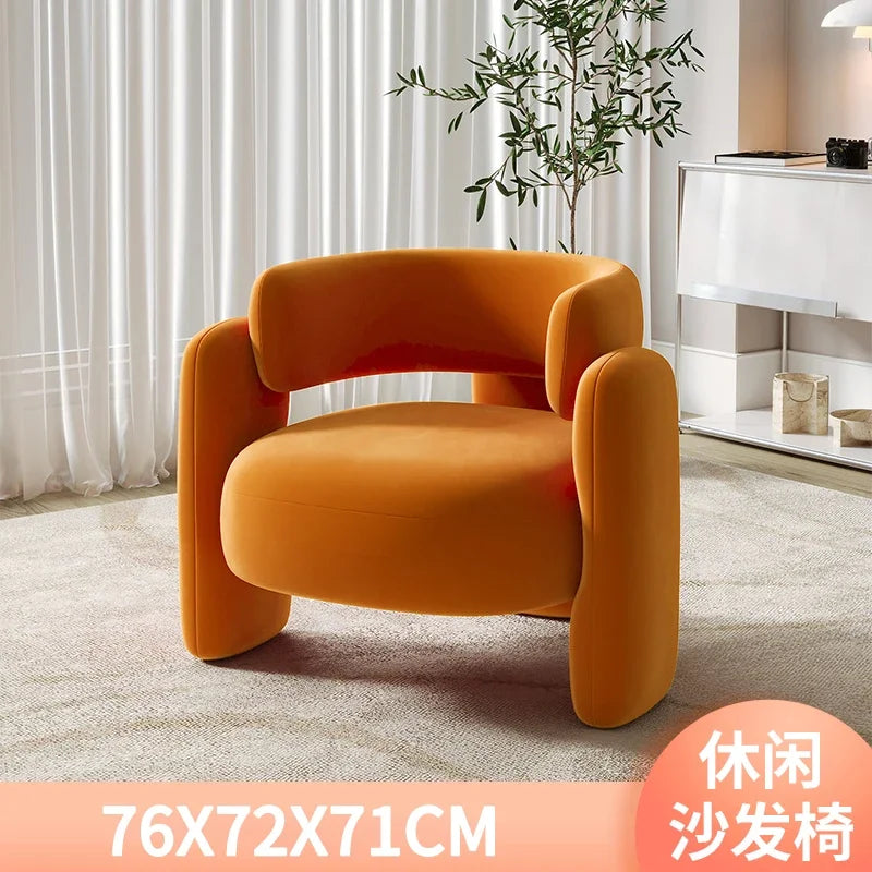Cream Luxury Single Sofa Chair with Tea Table for Balcony or Reception