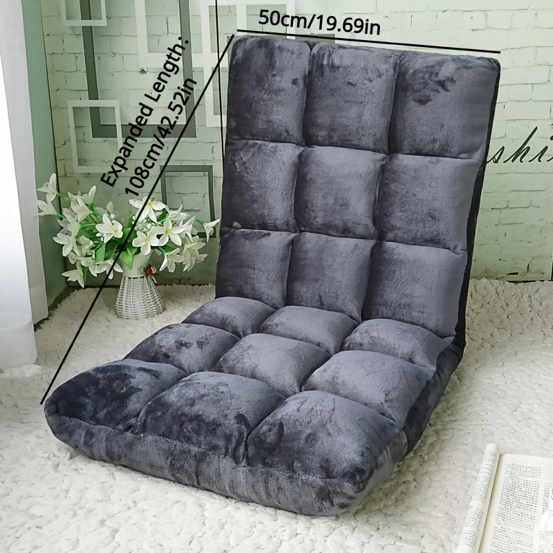 Ergonomic Adjustable Floor Chair with Metal Frame, 5-Position Folding Lazy Sofa, Upholstered Gaming Lounge Chair for Home Office