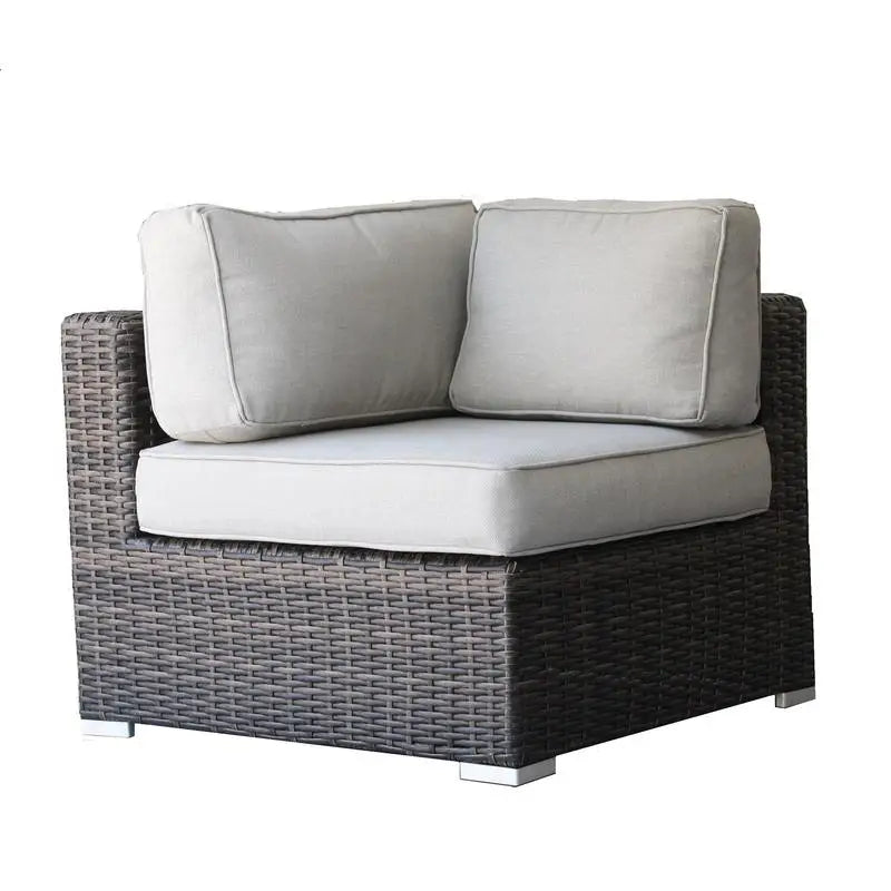 Brown Wicker Sectional Corner Sofa Set - Comfortable Outdoor Furniture for Living Room and Patio