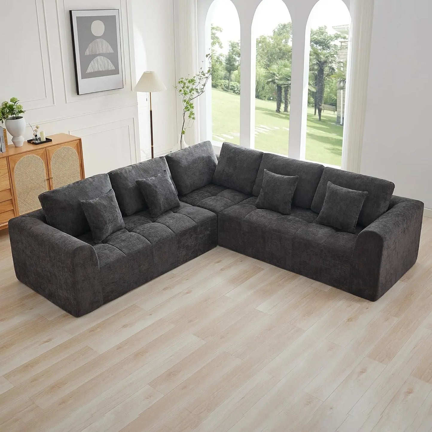 110''Modular Sectional Couches for Living Room, Compressed Sectional Sofa, Oversized L Shaped 5 Seater Upholstere