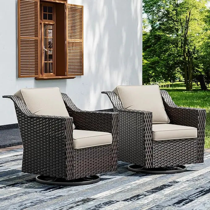 3-Piece Outdoor Patio Set with PE Rattan Sofa, Removable Cushions & Tempered Glass Table for Garden, Balcony