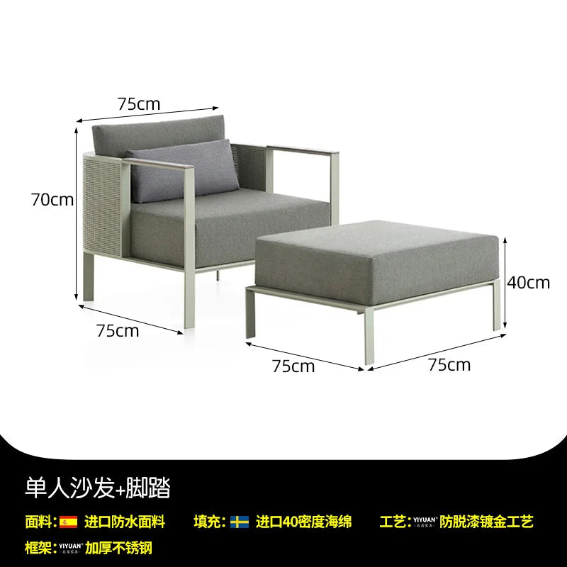 Outdoor stainless steel sofa Hotel sales office Terrace Dining table and chairs