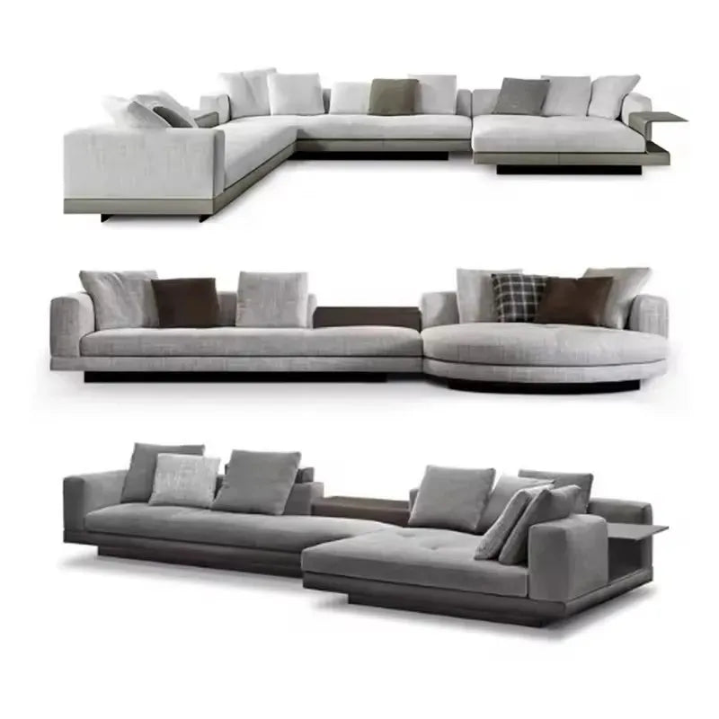 Italian Designer's Light Luxury and Minimalist Corner Living Room Fabric Sofa Combination Creative Furniture Hotel Coffee Shop