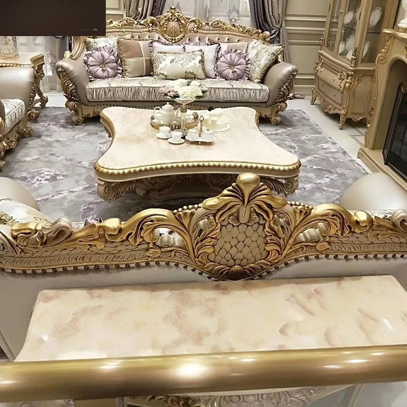 Luxury European-style villa leather sofa combination