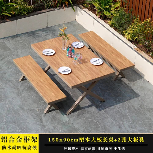 Courtyard table and chair outdoor balcony waterproof and sunscreen garden outdoor leisure table and chair combination