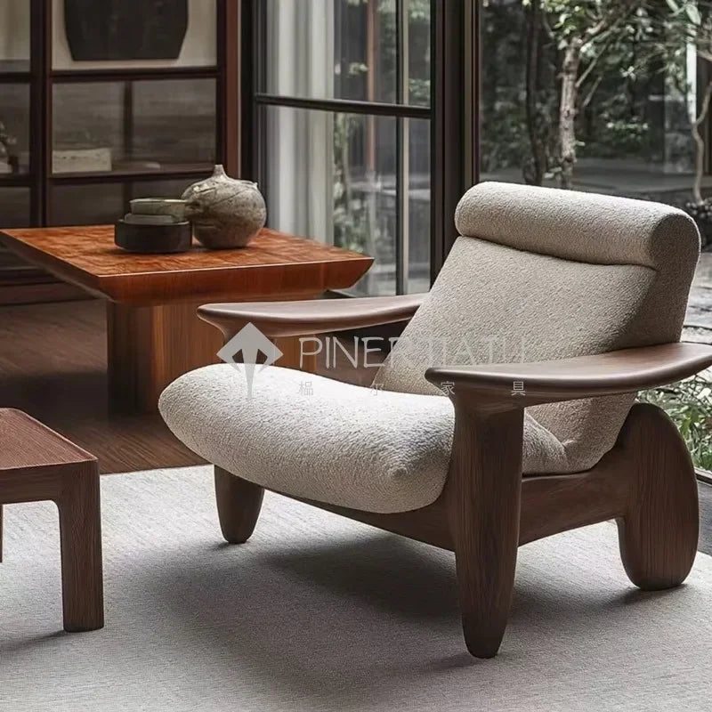 Designer Art Aesthetics Solid Wood Sofa Chair Medieval Homestay Club Sales Department Light Luxury Leisure Chair