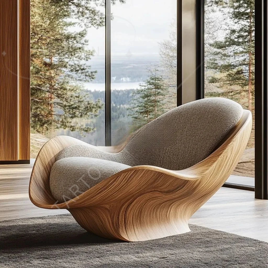 accent chair home hotel solid wood armchair Modern unique shape