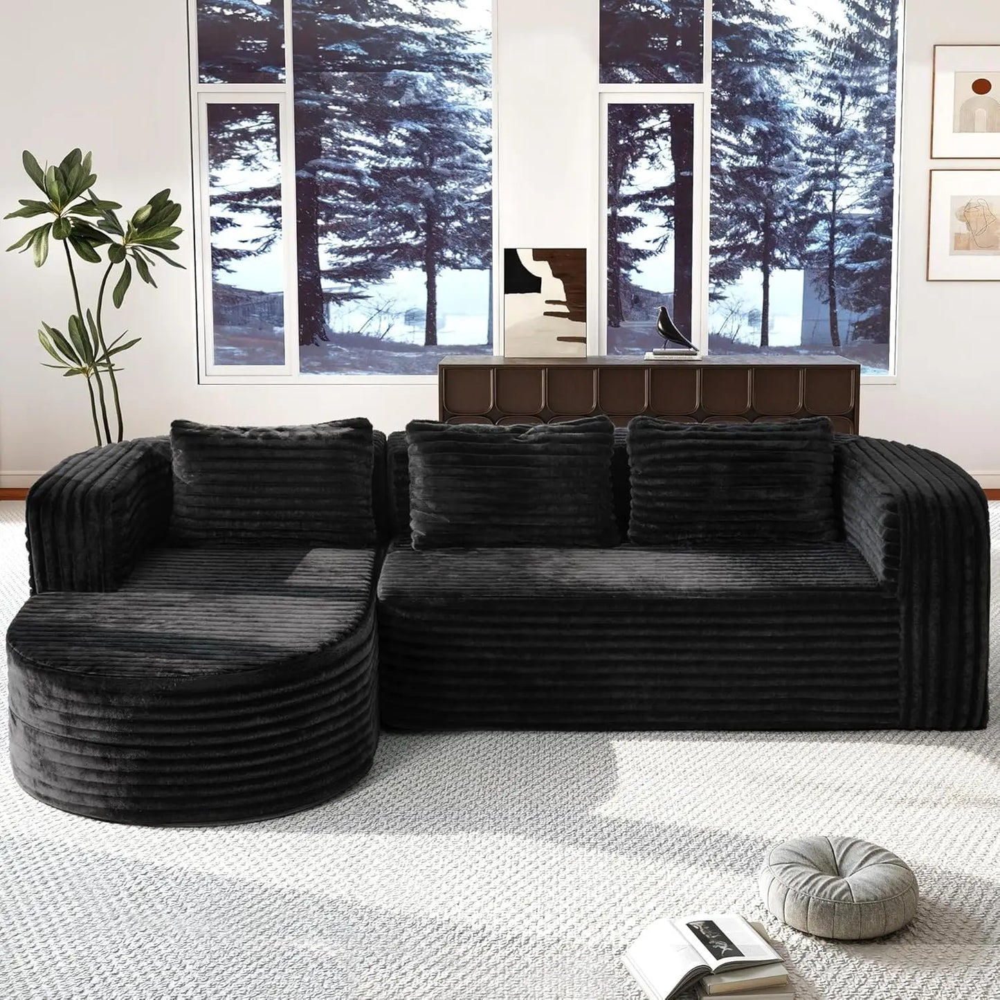 #96" Modular Sectional Sofa Oversized Chaise L Shape 3 Seat Living Room Apartment No Assembly, Customized