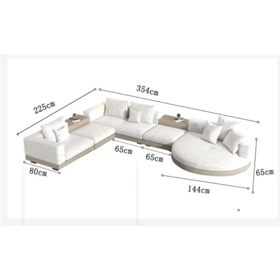 Modern simple straight corner cotton and linen round concubine modern living room sofa