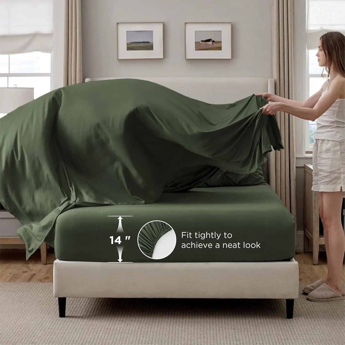 Oversized Queen Comforter Set Olive Green Bed in a Bag Oversized Queen 7 PCS GentleSoft™ Pintuck Bed Set Gift for Family Pinch P