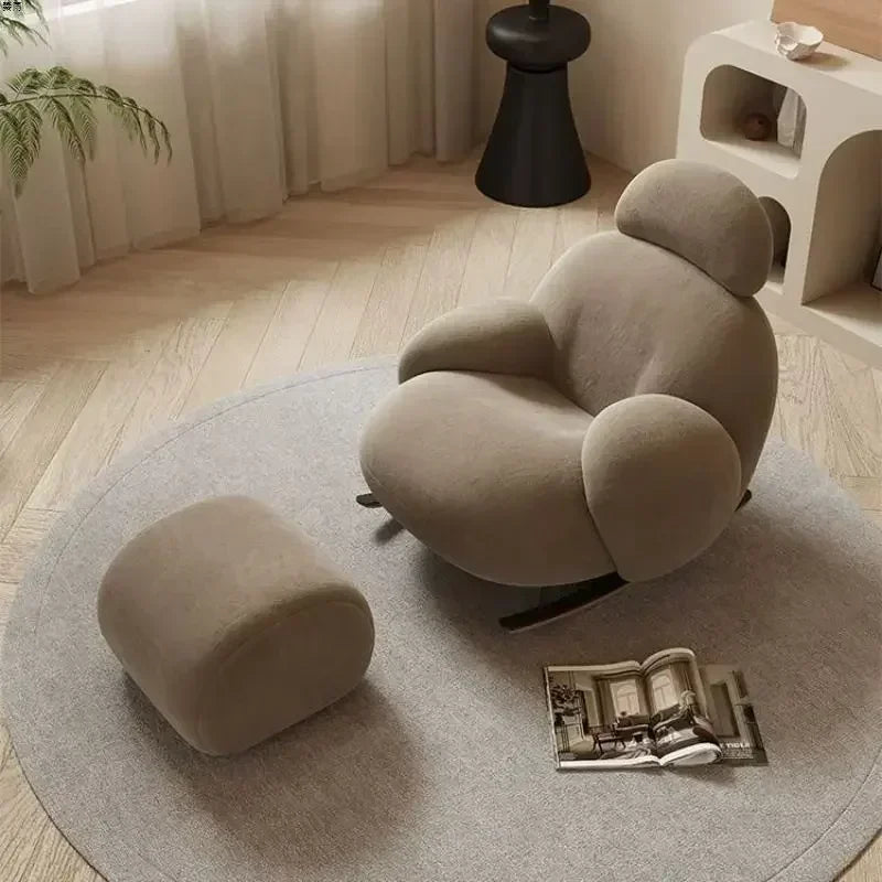 Big white Internet celebrity rocking chair lazy sofa single rocking chair cream living room lazy chair simple balcony bedroom