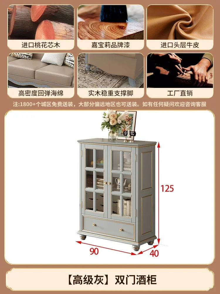 Solid wood leather sofa combination living room simple whole house furniture