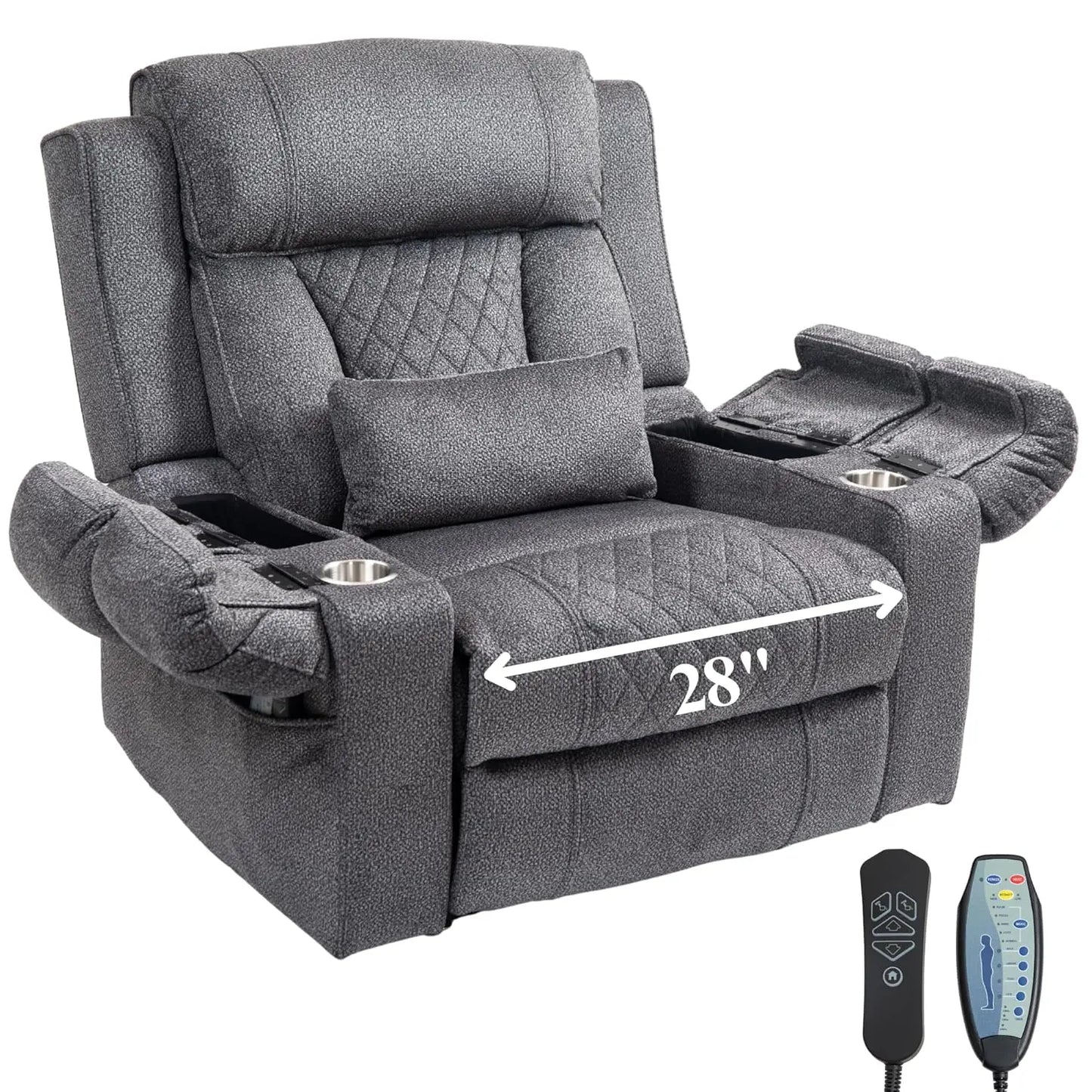 Dual Motor Power Lift Recliner for Elderly Adults with Heat Massage Lay Flat Feature Wireless Remote Cup Holder Customizable