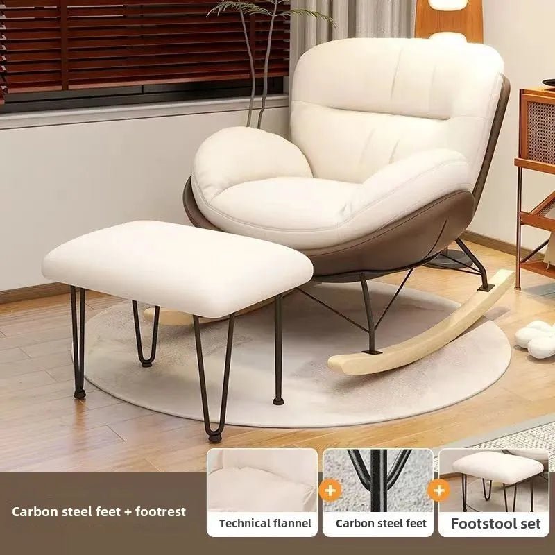 Nordic Home Single Recliner Chair Light Luxury Living Room Sofa Bedroom Lazy Chair Simple Balcony Rocking Chair - PatioLix
