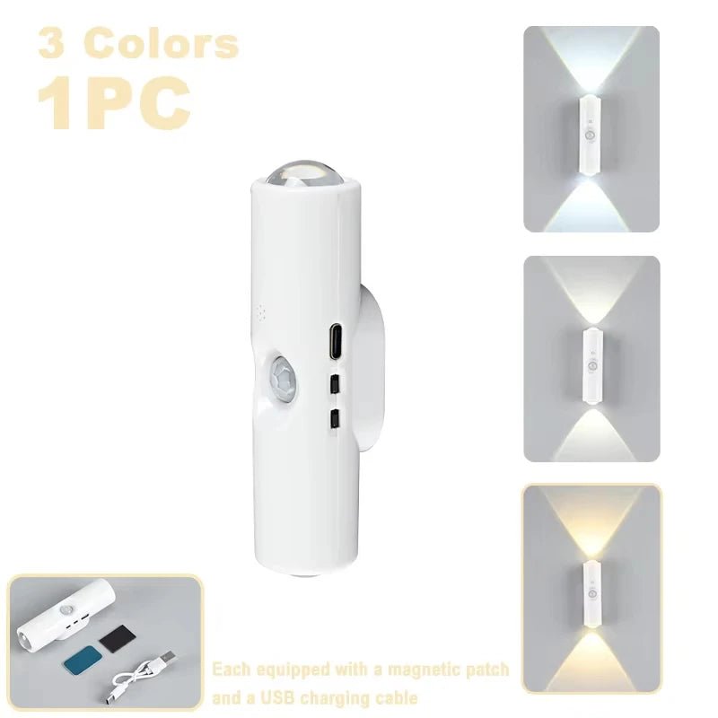 Smart RGB Double - head Wall Light Motion Sensor Magnetic Night Light Rechargeable Spotlight for Bedroom Closet Garden Room Decor - PatioLix