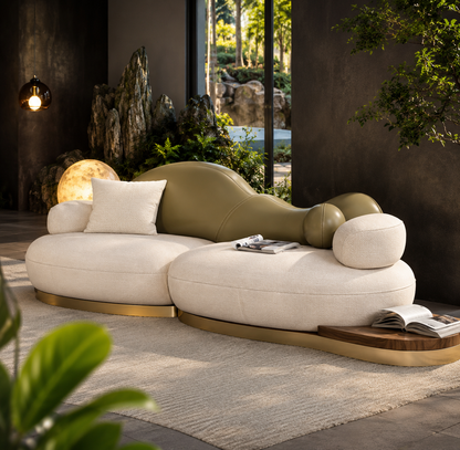 Modern leather sofa, high-end leather art villa, living room design sofa