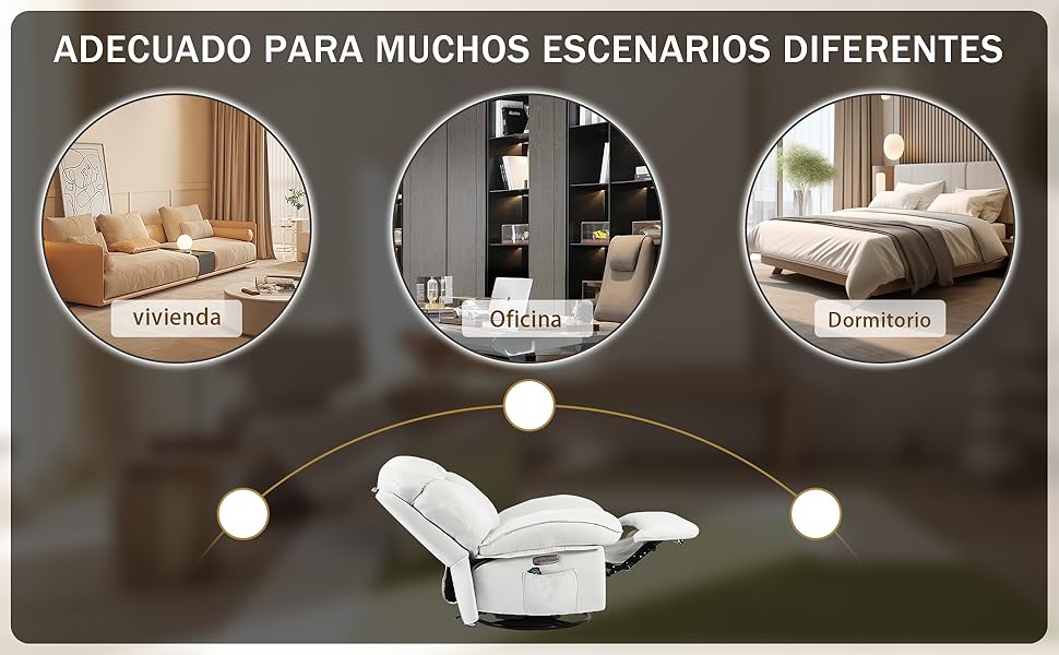 Electric Recliner Relax Chair with Heating, USB-A and USB-C Charging Ports for Bedroom, Living Room, Study - White