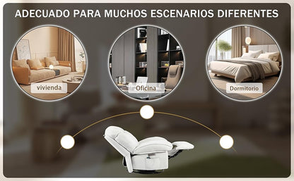 Electric Recliner Relax Chair with Heating, USB-A and USB-C Charging Ports for Bedroom, Living Room, Study - White