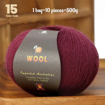 1 Large Bag of 500g Cashmere Fine Wool Yarn for Handmade DIY Knitting, Used to Make Warm Sweaters, Scarves, Hats, Knee Pads, Gloves, Wool Pants, Blankets, and Other Crafts. 1 Bag = 10 Pieces = 500g - PatioLix