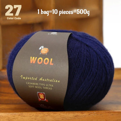 1 Large Bag of 500g Cashmere Fine Wool Yarn for Handmade DIY Knitting, Used to Make Warm Sweaters, Scarves, Hats, Knee Pads, Gloves, Wool Pants, Blankets, and Other Crafts. 1 Bag = 10 Pieces = 500g - PatioLix