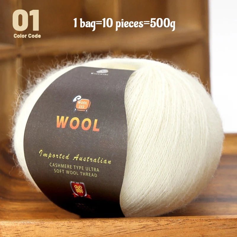 1 Large Bag of 500g Cashmere Fine Wool Yarn for Handmade DIY Knitting, Used to Make Warm Sweaters, Scarves, Hats, Knee Pads, Gloves, Wool Pants, Blankets, and Other Crafts. 1 Bag = 10 Pieces = 500g - PatioLix
