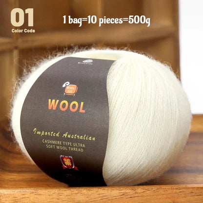 1 Large Bag of 500g Cashmere Fine Wool Yarn for Handmade DIY Knitting, Used to Make Warm Sweaters, Scarves, Hats, Knee Pads, Gloves, Wool Pants, Blankets, and Other Crafts. 1 Bag = 10 Pieces = 500g - PatioLix