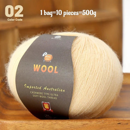 1 Large Bag of 500g Cashmere Fine Wool Yarn for Handmade DIY Knitting, Used to Make Warm Sweaters, Scarves, Hats, Knee Pads, Gloves, Wool Pants, Blankets, and Other Crafts. 1 Bag = 10 Pieces = 500g - PatioLix
