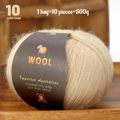 1 Large Bag of 500g Cashmere Fine Wool Yarn for Handmade DIY Knitting, Used to Make Warm Sweaters, Scarves, Hats, Knee Pads, Gloves, Wool Pants, Blankets, and Other Crafts. 1 Bag = 10 Pieces = 500g - PatioLix