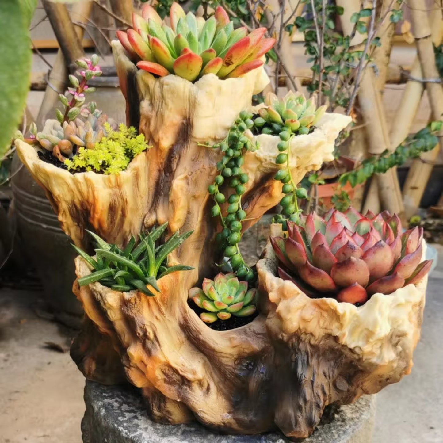 American Broken Root Shape Succulent Resin Flower Pot Outdoor Balcony Furnishing Crafts Garden Villa Vase Ornaments Decoration