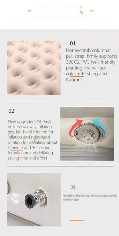 Camping Air bed with Backrest 2 Persons Inflatable Mattress Camping Folding Home Indoor Outdoor Air Cushion 48cm High Bed