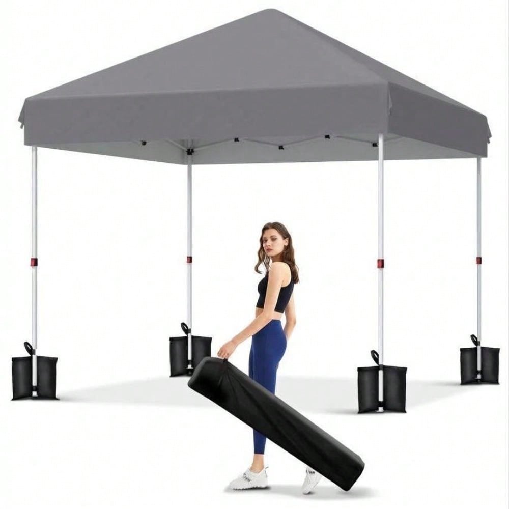 10x10 FT Pop Up Canopy Tent with 3 Adjustable Heights – Outdoor Sun Shade Shelter, 4 Sandbags & Carry Bag, for Parties & Events