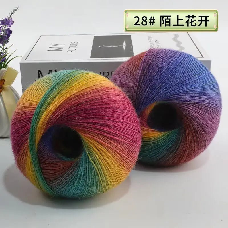 200g/set Rainbow Wool Yarn for Knitting Shawls Scarfs Sweaters Jackets Hats DIY Hand Soft Comfortable Segment Dyeing Thread - PatioLix