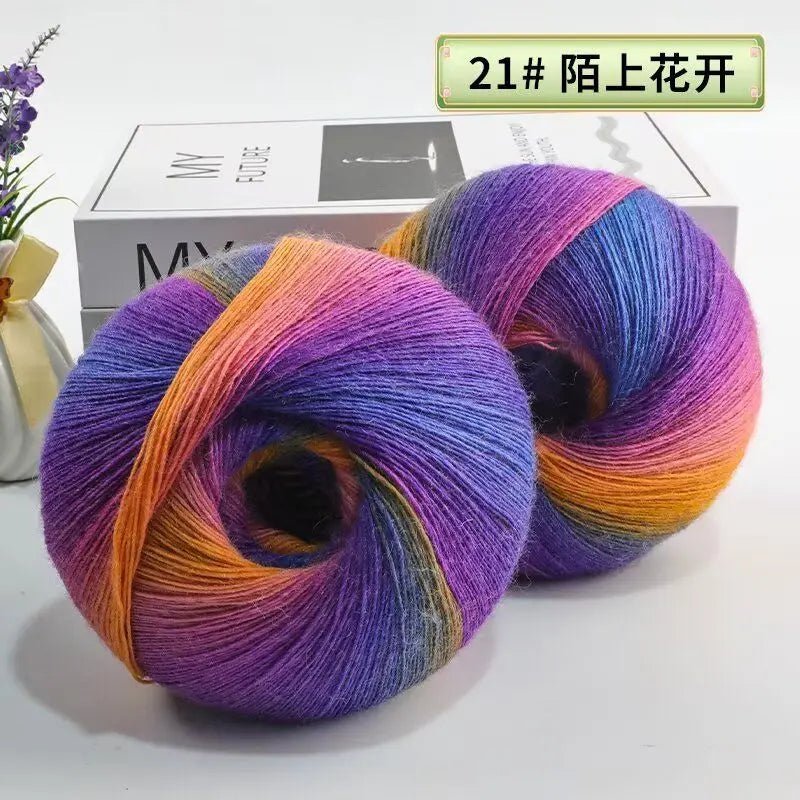 200g/set Rainbow Wool Yarn for Knitting Shawls Scarfs Sweaters Jackets Hats DIY Hand Soft Comfortable Segment Dyeing Thread - PatioLix