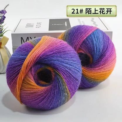 200g/set Rainbow Wool Yarn for Knitting Shawls Scarfs Sweaters Jackets Hats DIY Hand Soft Comfortable Segment Dyeing Thread - PatioLix
