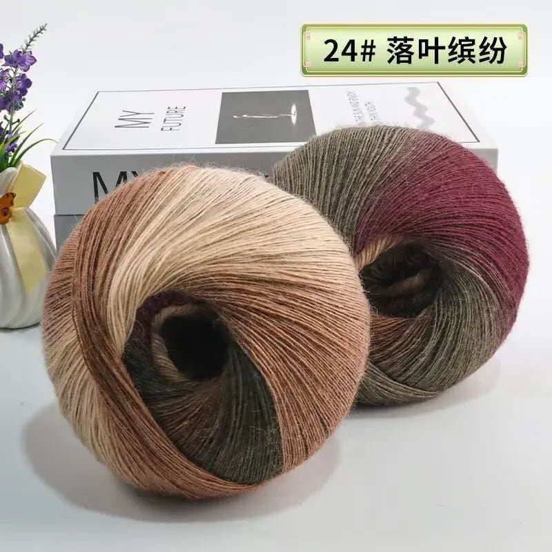200g/set Rainbow Wool Yarn for Knitting Shawls Scarfs Sweaters Jackets Hats DIY Hand Soft Comfortable Segment Dyeing Thread - PatioLix