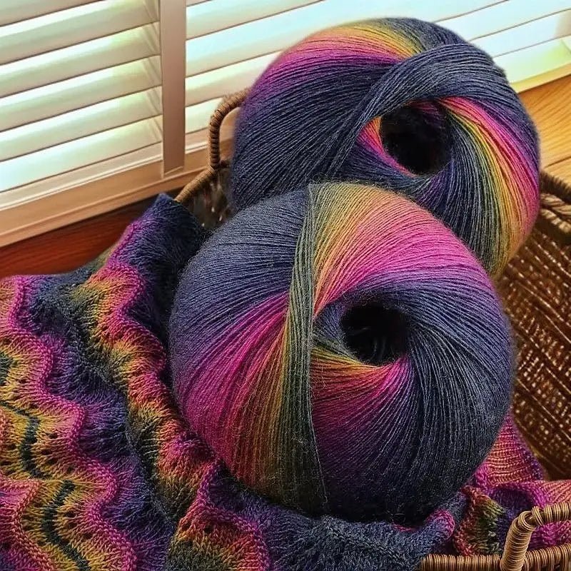 200g/set Rainbow Wool Yarn for Knitting Shawls Scarfs Sweaters Jackets Hats DIY Hand Soft Comfortable Segment Dyeing Thread - PatioLix