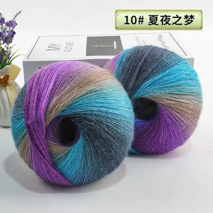 200g/set Rainbow Wool Yarn for Knitting Shawls Scarfs Sweaters Jackets Hats DIY Hand Soft Comfortable Segment Dyeing Thread - PatioLix