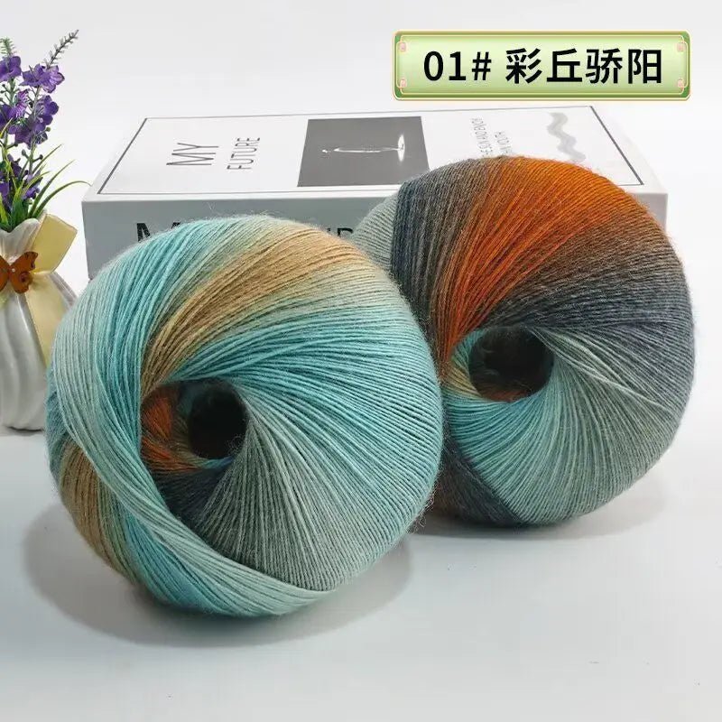 200g/set Rainbow Wool Yarn for Knitting Shawls Scarfs Sweaters Jackets Hats DIY Hand Soft Comfortable Segment Dyeing Thread - PatioLix